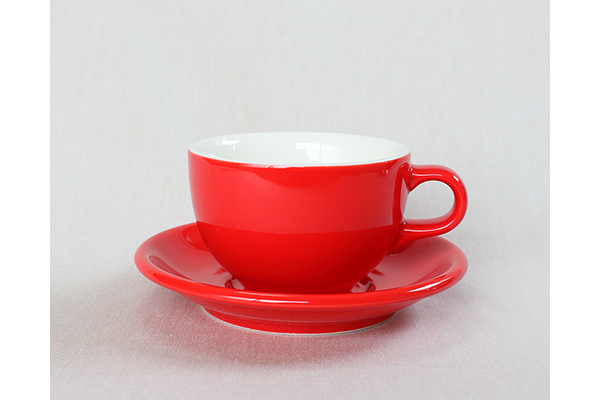 ORIGAMI 6oz ラテボウル＆ソーサー レッド