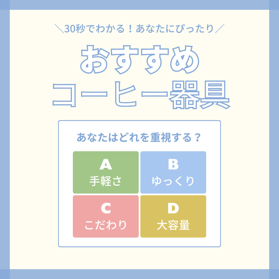 コーヒー器具 おすすめ診断！あなたに合うコーヒー器具をご提案します