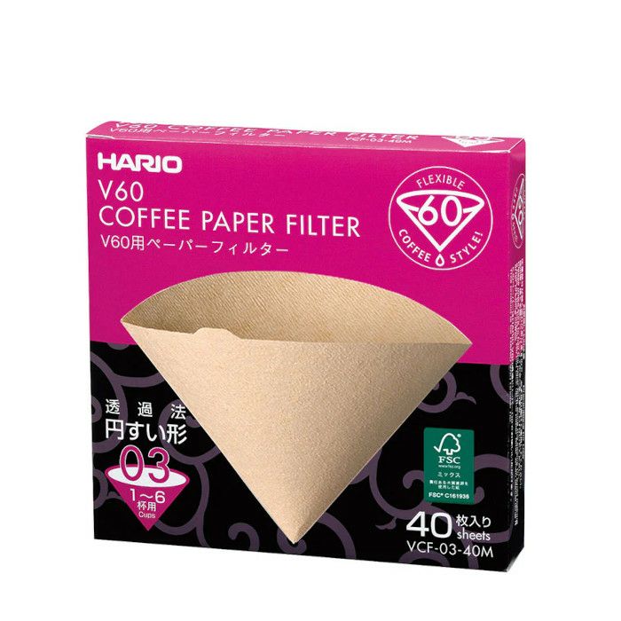 【販売終了】【hario/ハリオ】V60用ペーパーフィルター03M 40枚 個箱入り VCF-03-40M