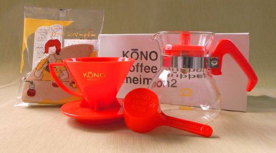 【kono/コーノ】名門2人用ドリッパーセット レッド フタ付き MDN-20RD