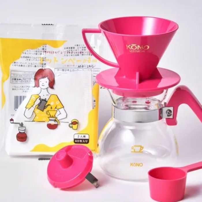 【kono/コーノ】名門2人用ドリッパーセット チェリーピンク フタ付き MDN-20CP