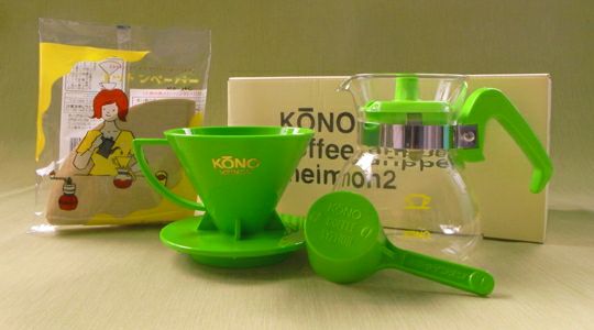 【kono/コーノ】名門2人用ドリッパーセット ライトグリーン フタ付き MDN-20LG