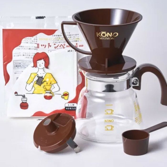 【kono/コーノ】名門4人用ドリッパーセット チョコレート フタ付き MD-40CH