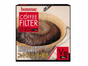 【bonmac/ボンマック】V型ペーパーフィルター コットンリンター配合 1～4杯用 40枚入り CF-2CO 888911