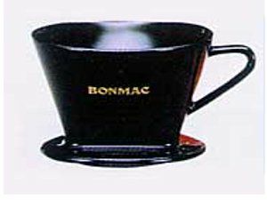 【bonmac/ボンマック】陶器製コーヒードリッパー 2～4杯用 扇型 黒 CD-2B 813004