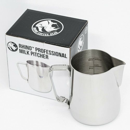 【販売終了】【Rhinowares】内側２ヶ所目盛り付き ラテアートピッチャー 12oz.
