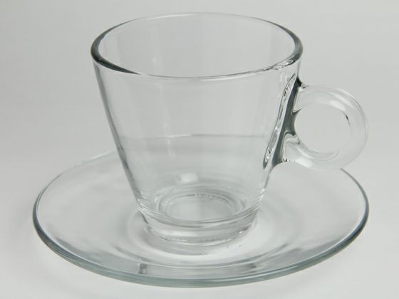 【エスプレッソサプライ】イージーバー カップ＆ソーサー （230cc、強化ガラス使用）