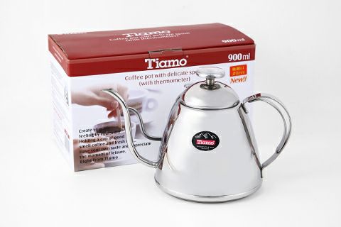 【販売終了】【Tiamo/ティアモ】IH・直火対応 温度計付き細口ポット 900ml HA8402