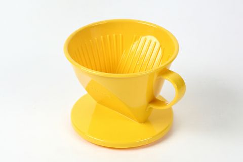 【販売終了】【Tiamo/ティアモ】台形樹脂ドリッパー イエロー 1～2人用 HG5280