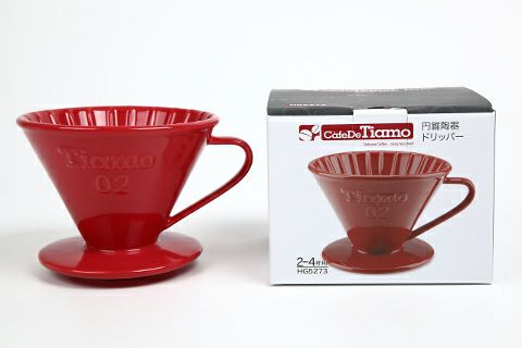 【販売終了】【Tiamo/ティアモ】円錐陶器ドリッパー ワインレッド 2～4人用 HG5273