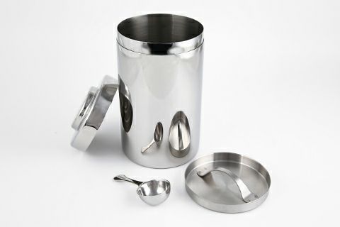 【販売終了】【Tiamo/ティアモ】ステンレスキャニスター 500g スプーン付 HG2803