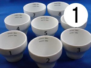 【FBCインターナショナル】オリジナル カッピングボウル 200ml SCAA スタンダード 国産 目盛り、マーク付き 『1』