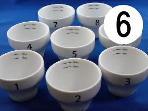 【FBCインターナショナル】オリジナル カッピングボウル 200ml SCAA スタンダード 国産 目盛り、マーク付き 『6』