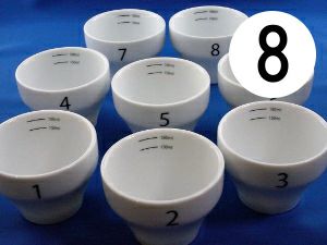 【FBCインターナショナル】オリジナル カッピングボウル 200ml SCAA スタンダード 国産 目盛り、マーク付き 『8』