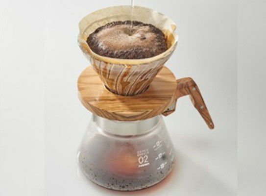 【販売終了】【hario/ハリオ】V60 耐熱ガラス透過ドリッパーオリーブウッド 1杯～4杯用 3VDG-02-OV