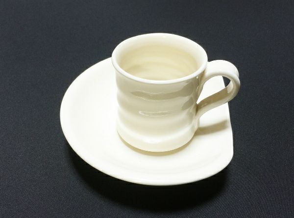 【紫香陶房】信楽焼 コーヒーカップ＆ソーサー 白 140ml