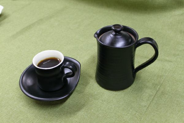【紫香陶房/マイカフェポット】信楽焼 マイ・カフェポット コーヒー碗皿（黒）セット