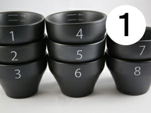 【FBCインターナショナル】オリジナル カッピングボウル 200ml SCAA スタンダード 国産 目盛り、マーク付き 『1』 黒モデル