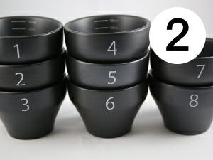 【FBCインターナショナル】オリジナル カッピングボウル 200ml SCAA スタンダード 国産 目盛り、マーク付き 『2』 黒モデル