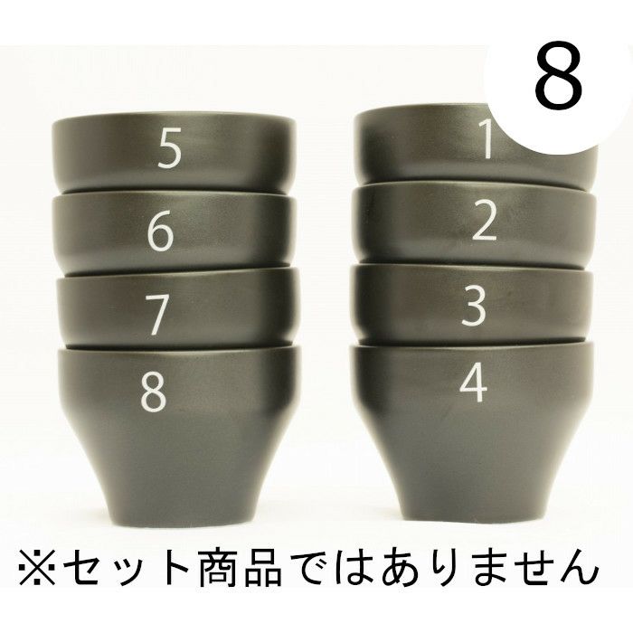 【FBCインターナショナル】オリジナル カッピングボウル 200ml SCAA スタンダード 国産 目盛り、マーク付き 『8』 黒モデル