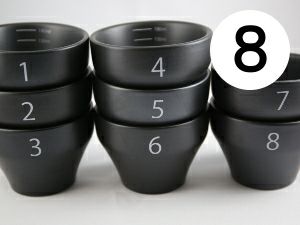 【FBCインターナショナル】オリジナル カッピングボウル 200ml SCAA スタンダード 国産 目盛り、マーク付き 『8』 黒モデル