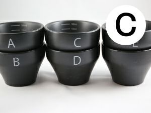 【FBCインターナショナル】オリジナル カッピングボウル 200ml SCAA スタンダード 国産 目盛り、マーク付き 『C』 黒モデル