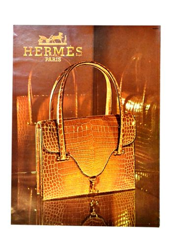 【アートポスター】HERMES（エルメス）のゴールドベージュのクロコバッグポスター