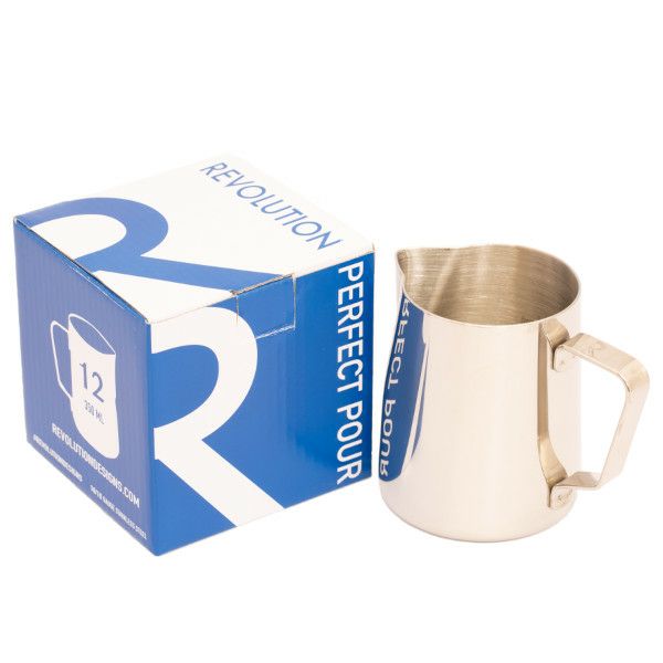 【次回入荷未定】Revolution ラテアートピッチャー　12oz　目盛付き RV-P12
