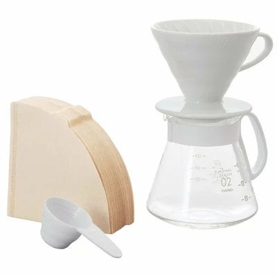 【HARIO】 V60 セラミックドリッパー02セット　ホワイト　1～4杯用 XVDD-3012W
