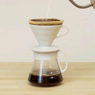 【HARIO】 V60 セラミックドリッパー02セット　ホワイト　1～4杯用 XVDD-3012W