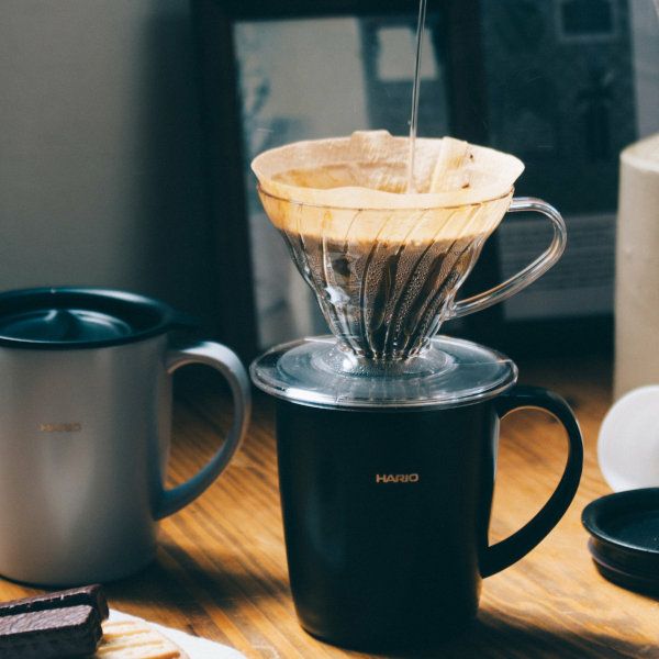 【販売終了】【HARIO】 V60 ドリッパー保温マグセット　ブラック　1～2杯用 VDSM-2424-B