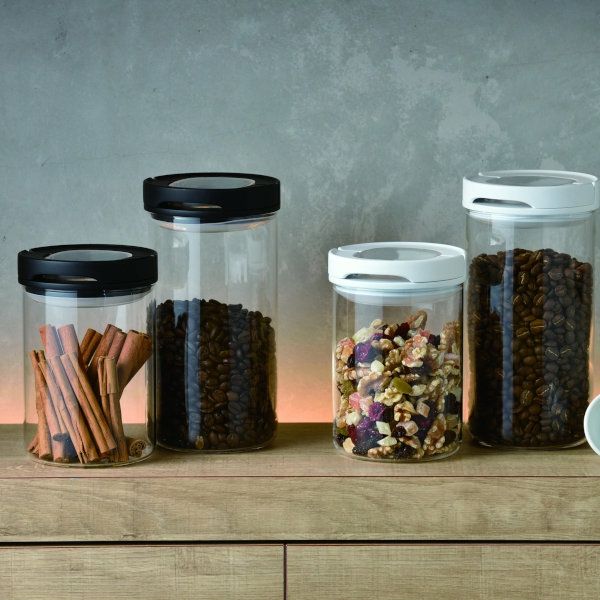 【ハリオ】密閉キャニスターL コーヒー粉300ｇ ブラック