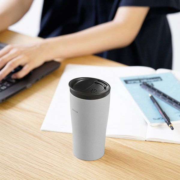 【HARIO】 フタ付き保温タンブラー300　グレー STF-300-GR