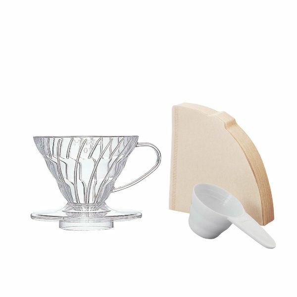 【販売終了】【hario/ハリオ】V60 透過ドリッパー-01クリア ペーパー40枚付 1～2杯用 VD-01T-15CP
