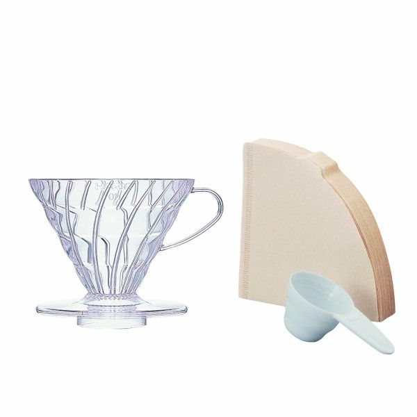 【販売終了】【hario/ハリオ】V60 透過ドリッパー-02クリア ペーパー40枚付 1～4杯用 VD-02T-15CP