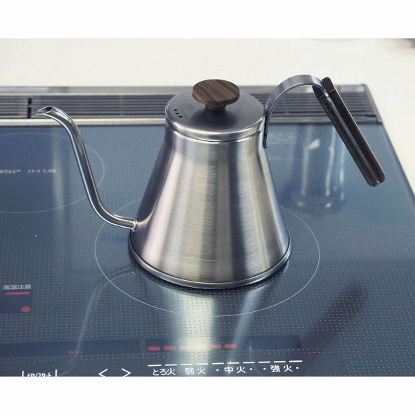 【HARIO】 V60 ドリップケトル・ウッド　ヘアラインシルバー VKW-120-HSV
