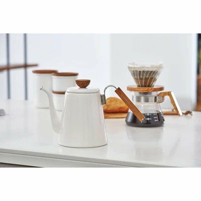 【HARIO】 ボナ・琺瑯ドリップケトル　ホワイト BDK-80-W