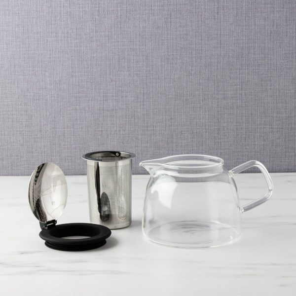 【FORLIFE】 ベル ガラス ティーポット 730ml　ブラック グラファイト 810-Bkg