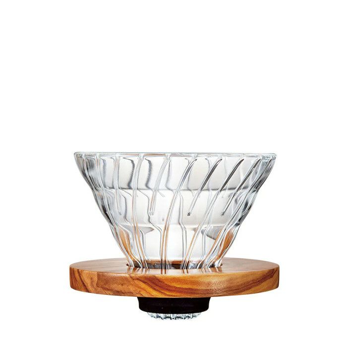 【hario/ハリオ】V60 耐熱ガラス透過ドリッパーオリーブウッド 1杯～4杯用 VDGR-02-OV