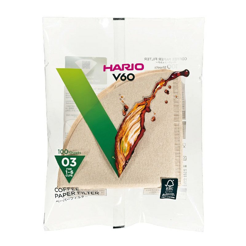 【hario/ハリオ】V60用ペーパーフィルター03M 100枚 袋入り VCF-03-100M