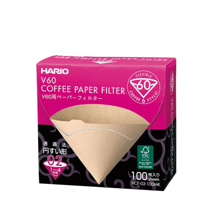 【販売終了】【hario/ハリオ】V60用ペーパーフィルター02M 100枚箱入り VCF-02-100MK