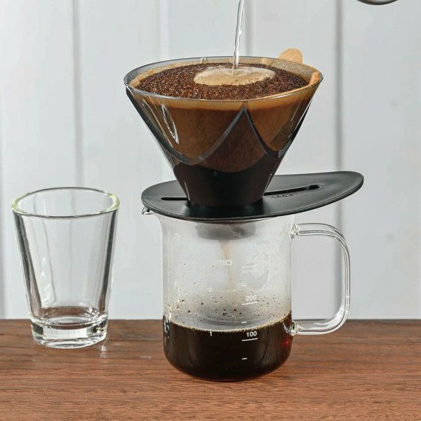 【ハリオ】ドリッパーMUGENサーバーセット 透明ブラック 1～2杯用 VCF-02M 40枚付き