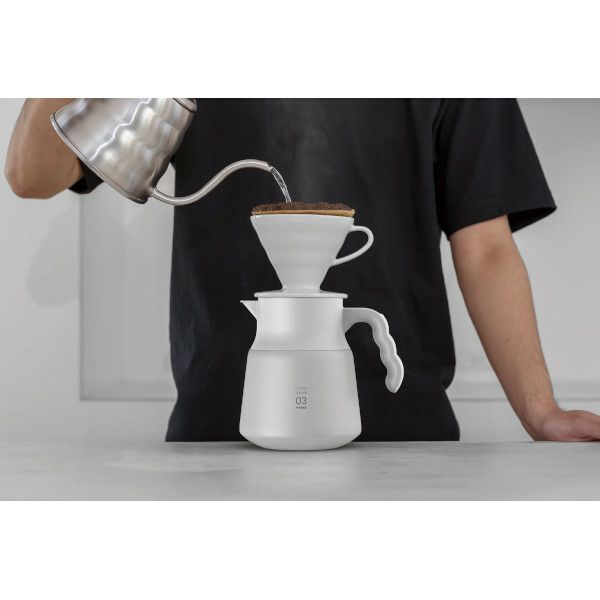 【ハリオ】V60保温ステンレスサーバーPLUS 800 ホワイト 2～6杯用 流量調整アタッチメント付き