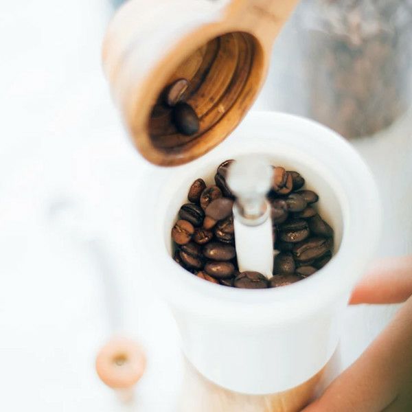 【ハリオ】セラミックコーヒーミル・ウッドN コーヒー豆30g オリーブウッド