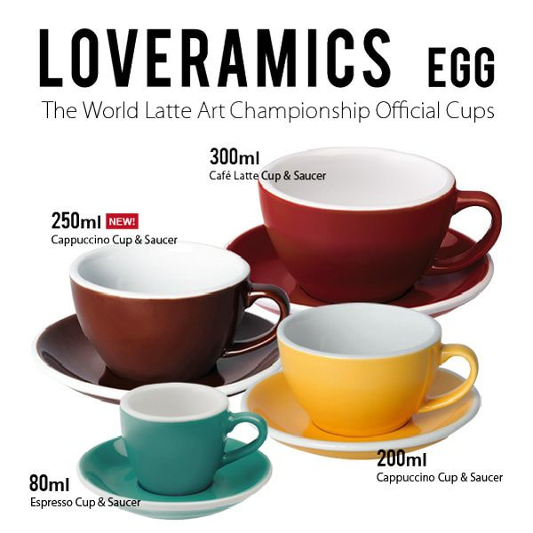 【LOVERAMICS】Egg Espresso Cup＆Saucer 80ml ブラック 6客セット