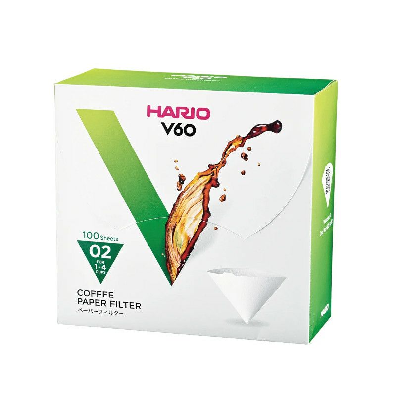 【hario/ハリオ】V60用ペーパーフィルター02W 100枚 個箱入り VCF-02-100WK