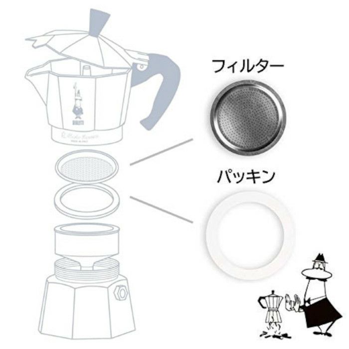 【bialetti/ビアレッティ】部品 モカエキスプレス 1カップ用 パッキン+フィルターセット