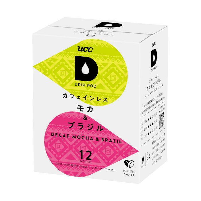 【UCC/DRIPPOD】カフェインレスコーヒー モカ＆ブラジル（12P）